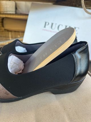 Zapatos anchos Puche Piel Talla 40 Negro/Dorado