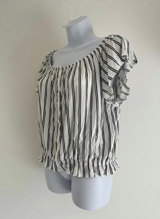 Blusa H&M Hombros Descubiertos Rayas Talla M