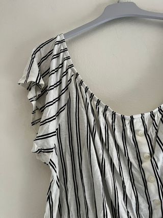 Blusa H&M Hombros Descubiertos Rayas Talla M