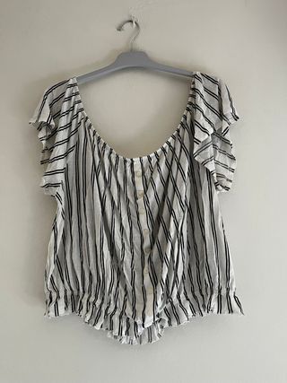 Blusa H&M Hombros Descubiertos Rayas Talla M