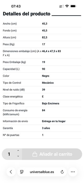 Nevera UniversalBlue 9025B