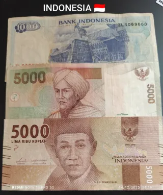 Lotto di Banconote Indonesia 1000, 5000 Rupiah