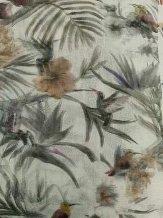 Tela visillo lino estampado tropical