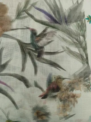 Tela visillo lino estampado tropical