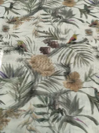 Tela visillo lino estampado tropical