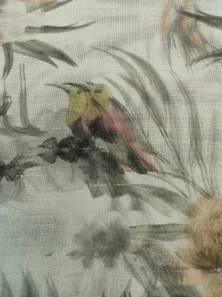 Tela visillo lino estampado tropical