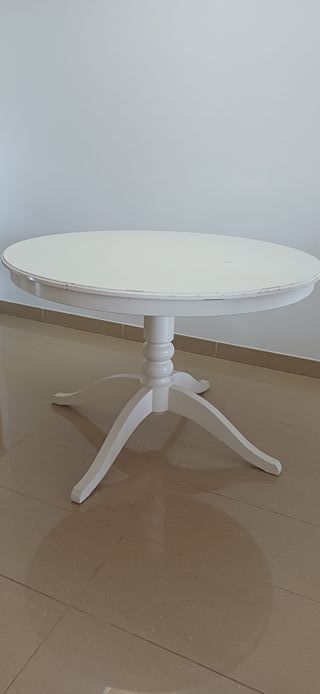 Mesa redonda extensible Ikea blanca