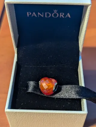 Charm Pandora Corazón Original Naranja