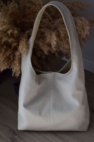 Bolso de cuero hecho a mano – NUEVO – color beige
