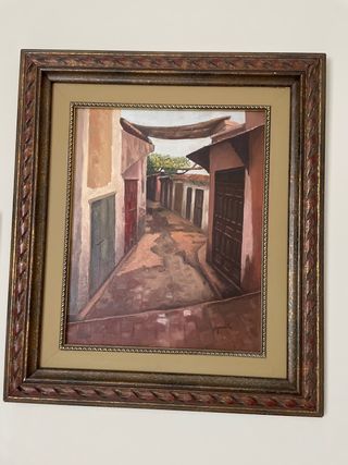 Dipinto di vicolo con cornice in legno