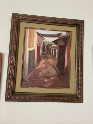 Dipinto di vicolo con cornice in legno