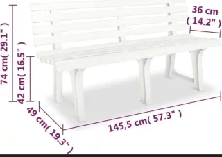 Panca da Giardino Bianca con Schienale