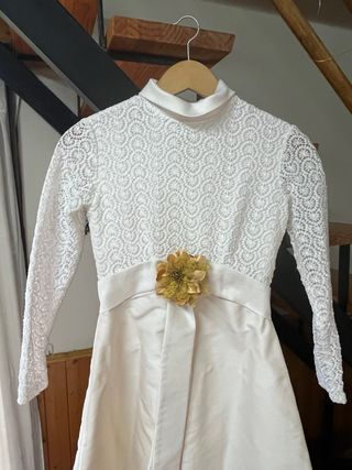 Vestido Novia Vintage Años 70 Blanco