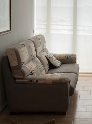 Divano 2-3 posti in tessuto beige e grigio