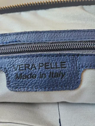 Borsa blu vera pelle Made in Italy donna