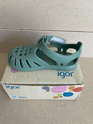 Sandalias Igor Tobby Solid Talla 25 Verde