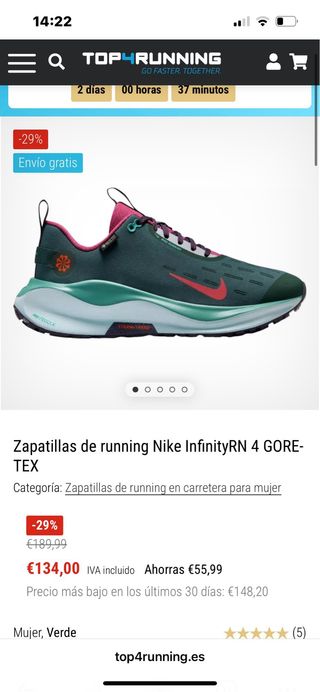 Zapatillas Nike Running Gore-Tex 38.5 Nuevas