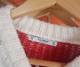 Jersey Navideño Mujer Pull&Bear Reno Rojo Blanco