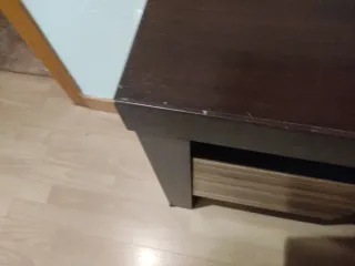 Mueble recibidor con espejo madera y cristal