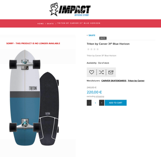 Surfskate Carver Triton 31 Blue Horizon de segunda mano por 83 EUR