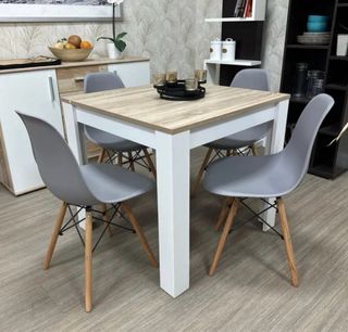 Mesa Comedor Cuadrada 80x80cm Madera Blanca