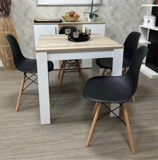 Mesa Comedor Cuadrada 80x80cm Madera Blanca