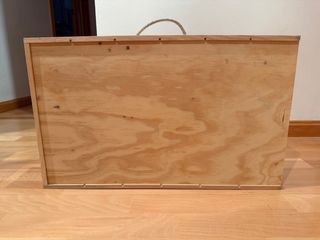 Caja de madera para 6 botellas con asa