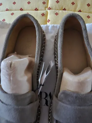 Alpargatas Zara Piel Hombre Beige/Gris