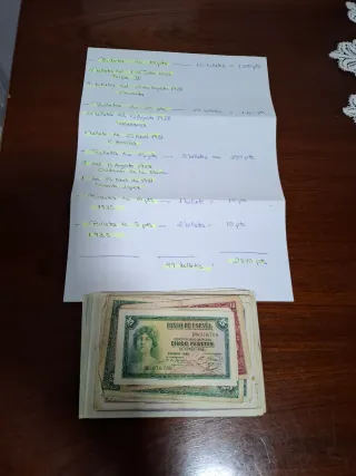 Lotto di 49 banconote Peseta