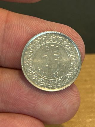 Lote 4 monedas Surinam 1, 5, 10, 25 cent
