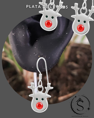Conjunto Plata 925: Colgante y Pendientes Reno