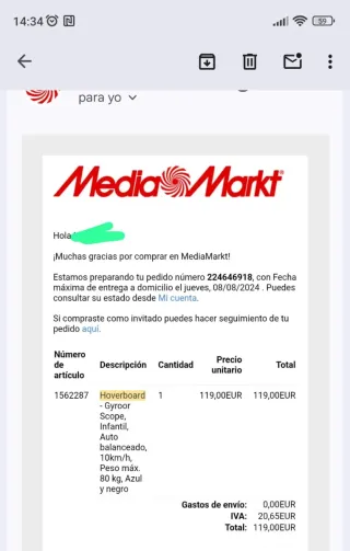 Hoverboard Negro con Luces LED