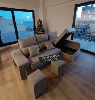 Nuovo divano chaise longue in tessuto Aqualine, anti-macchia, ideale per famiglie e animali domestici