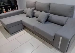 Nuovo divano chaise longue in tessuto Aqualine, anti-macchia, ideale per famiglie e animali domestici