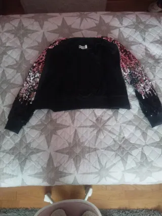 Chaquetilla lentejuelas rosa y plateada