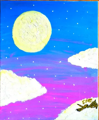 Cuadro Luna y Estrellas Acrílico