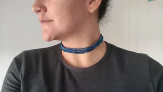 Gargantilla Choker Azul Oscuro Brillante
