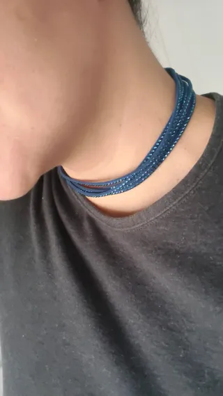 Gargantilla Choker Azul Oscuro Brillante