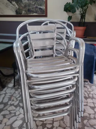 18 Sedie da terrazzo impilabili in alluminio
