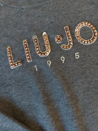 Maglietta corta Liu Jo grigia con strass