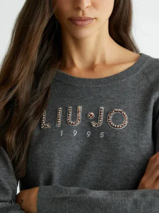 Maglietta corta Liu Jo grigia con strass