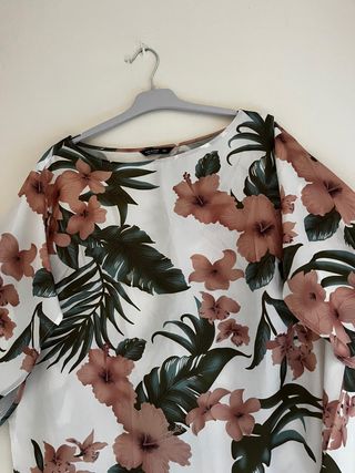 Shein Curve 3XL Blusa Tropical 3XL/50 Manga Ancha