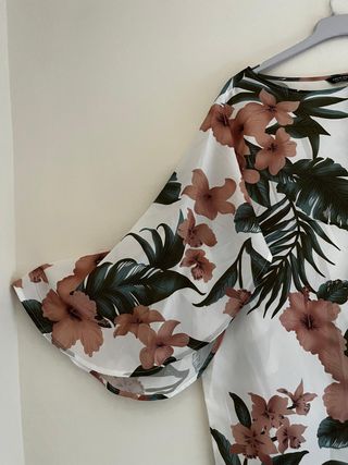 Shein Curve 3XL Blusa Tropical 3XL/50 Manga Ancha