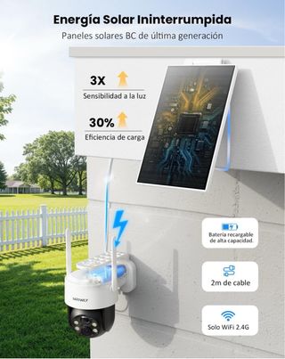 NUEVA Cámara Vigilancia WiFi Exterior Solar 2K