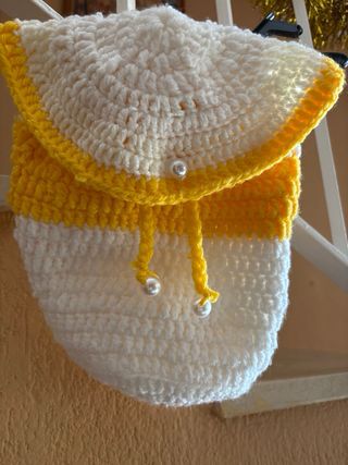 Bolso de mano/mochila rosa y blanco