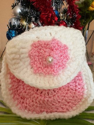 Bolso de mano/mochila rosa y blanco