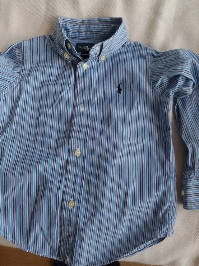 Camicia Polo Ralph Lauren bambino a righe blu