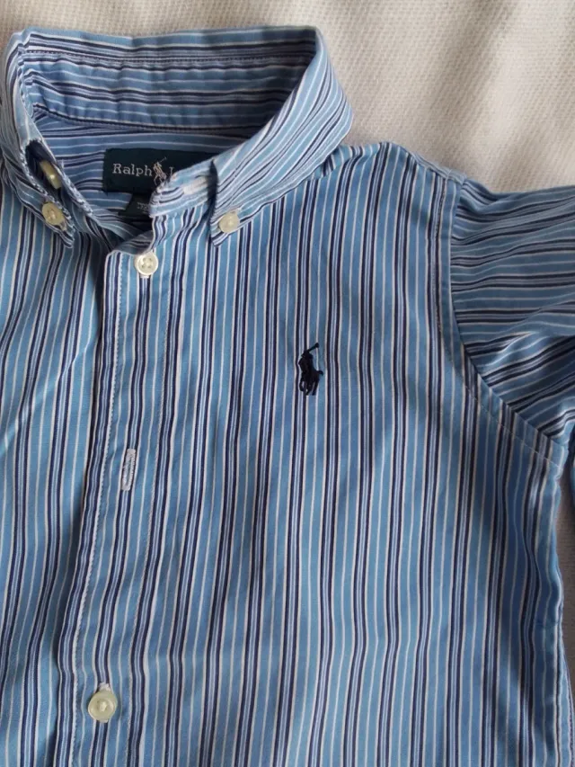 Camicia Polo Ralph Lauren bambino a righe blu