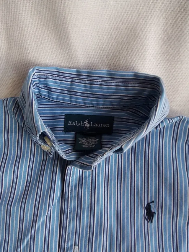 Camicia Polo Ralph Lauren bambino a righe blu