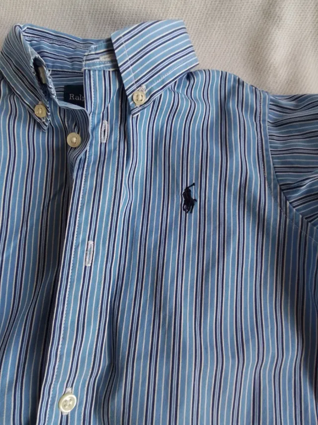 Camicia Polo Ralph Lauren bambino a righe blu